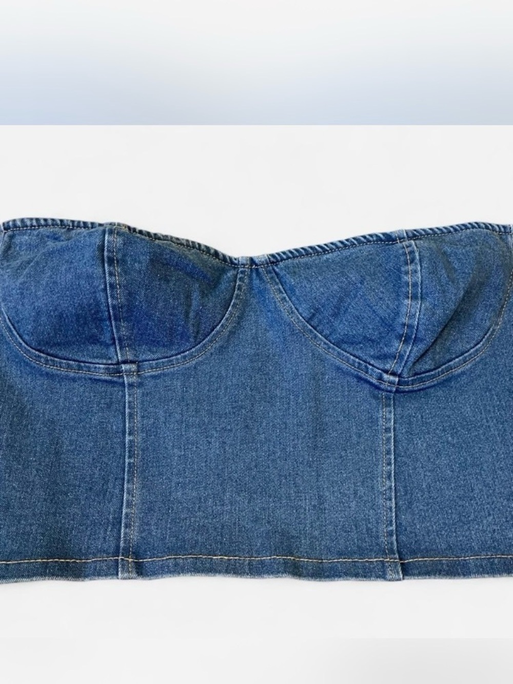 Altar'd State Blue Denim Waistband Strapless Tube Top Size L